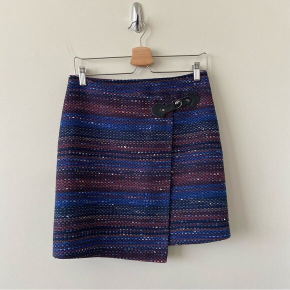 Tristan-multi Tweed Wrap Front Mini Skirt (Size:Small) - Picture 1 of 10